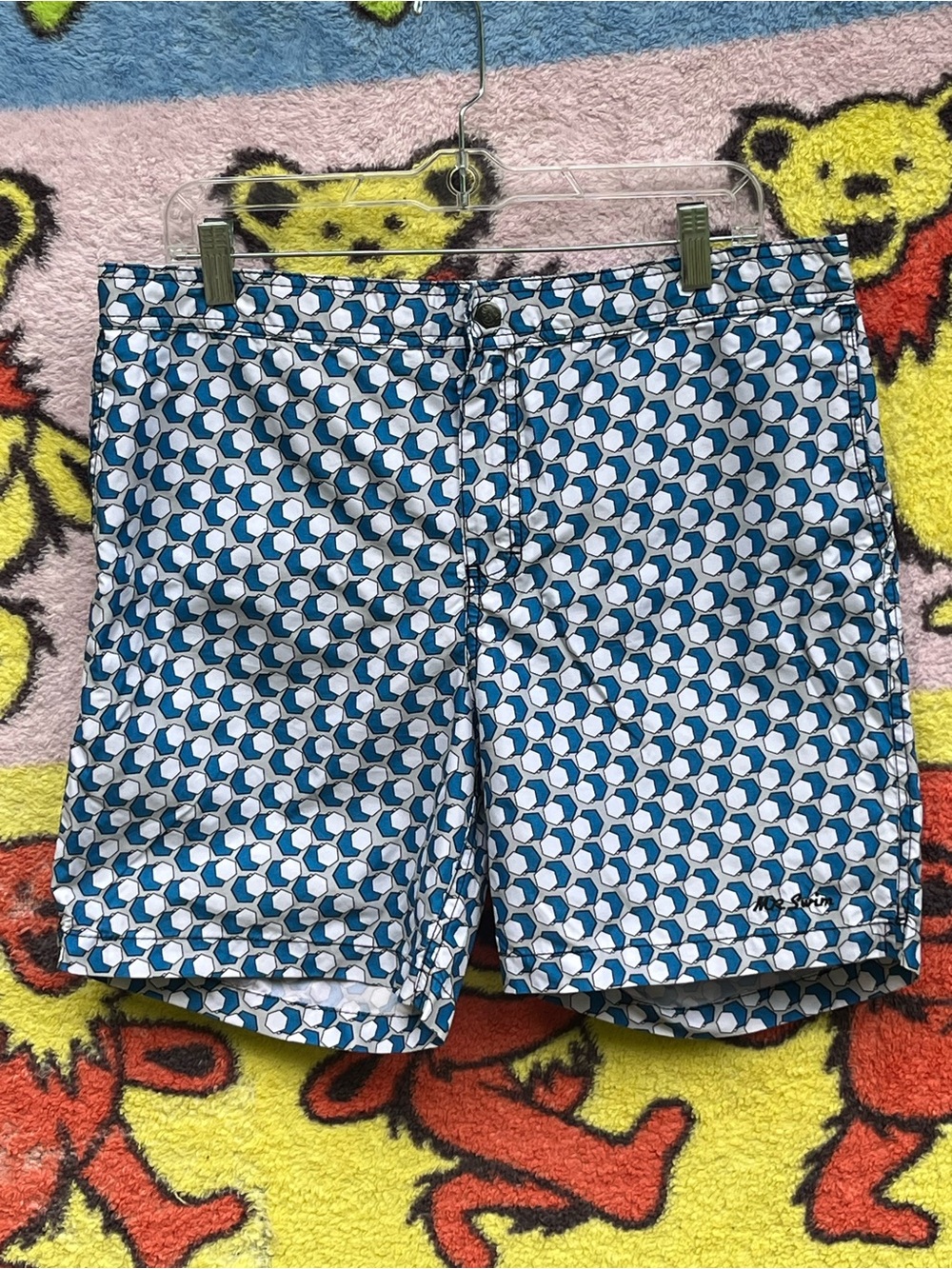 Mr. Swim Patterned Blue and White Swim Shorts trunks